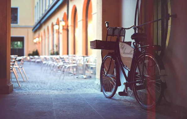 Bike, the city, cafe, patio