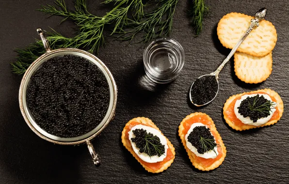 Fish, cookies, caviar, seafood, caviar