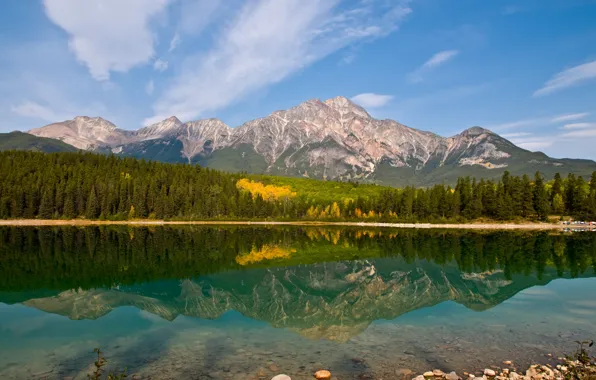 Mountains, lake, reflection