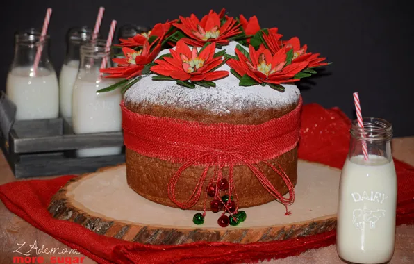 Flowers, milk, tube, cakes, cake, delicious