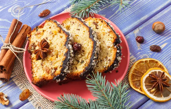Branches, holiday, lemon, new year, cinnamon, cakes, decor, cupcake
