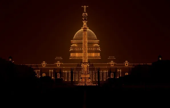 Lights, India, Republic Day, Rashtrapati Bhavan, presidential Palace