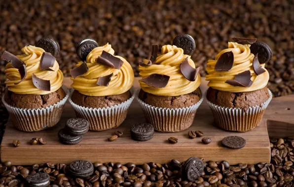 Coffee, chocolate, cookies, cake, cream, cakes, cupcakes, Anna Verdina