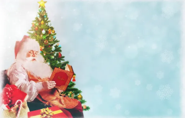 Snow, snowflakes, holiday, Christmas, gifts, New year, book, bows