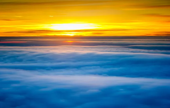 Picture the sky, clouds, sunset