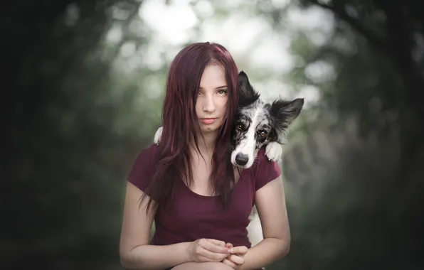 Picture girl, each, dog
