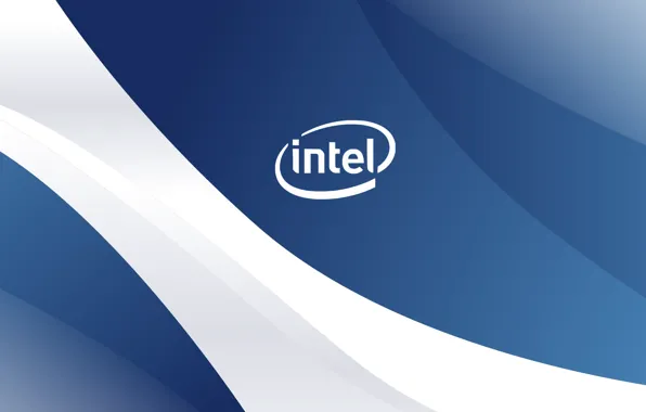 Wave, logo, logo, Intel, white, blue, wave, Intel