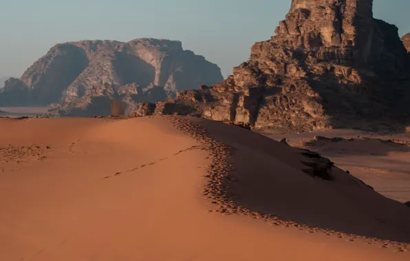 Sand, landscape, desert, Jordan