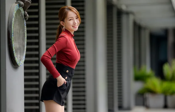 Look, pose, model, skirt, portrait, makeup, figure, hairstyle