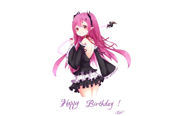 Girl, smile, vampire, pink hair, Owari no Seraph, The last Seraphim, Krul