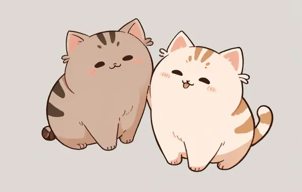 Look, cats, pose, kittens, faces, AI art, neural network