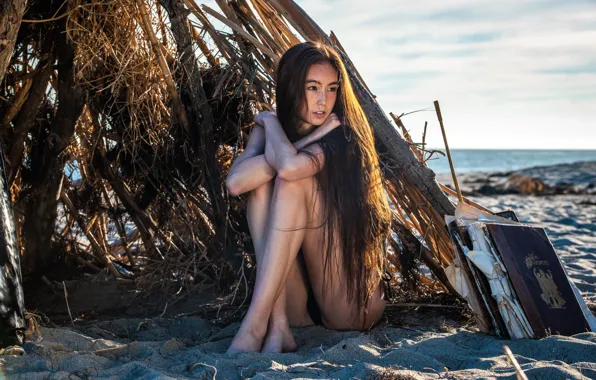 Sea, summer, girl, shore