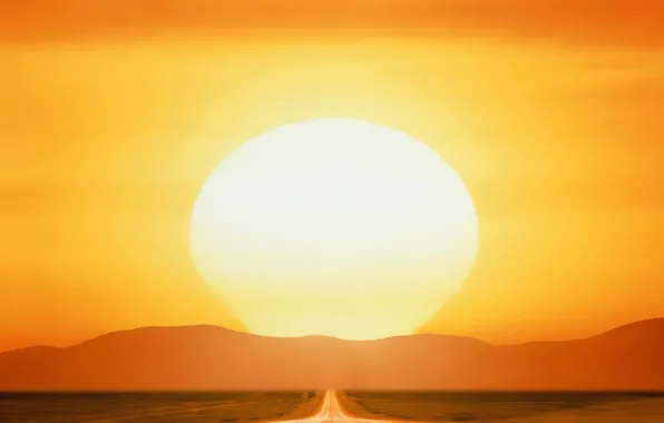 Road, the sun, Sunset