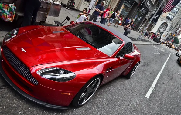 Picture Aston Martin, Roadster, Vantage, City, Red