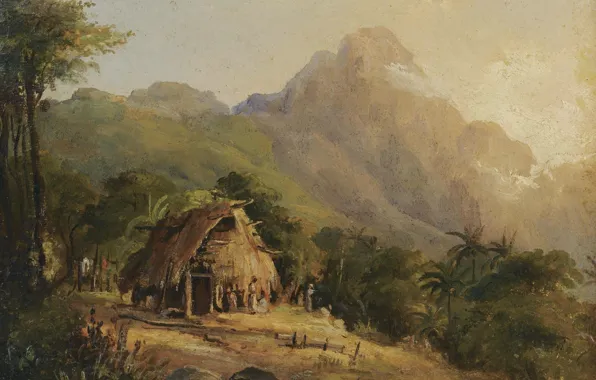 Mountains, picture, hut, aasai, Camille Pissarro, Camille Pissarro, Landscape in Montagne with the Cabin. Galipan