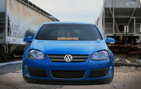 Volkswagen, graffiti, golf, blue, tuning, train, germany, low