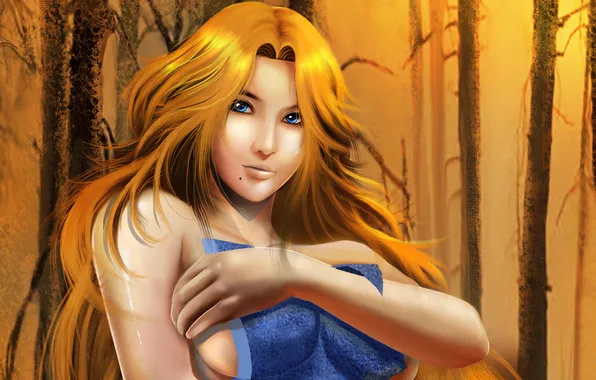 Forest, girl, towel, Bleach, Matsumoto Rangiku