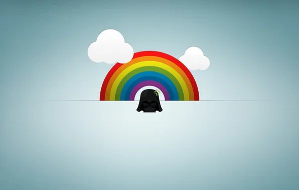 Clouds, rainbow, mini, Darth Vader