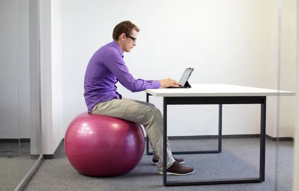 Notebook, office, working, exercise ball