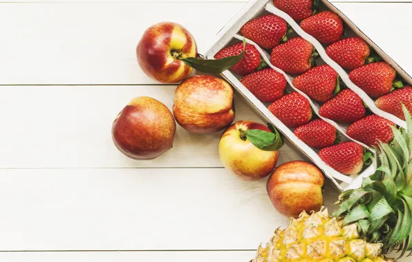 Berries, strawberry, fruit, pineapple, nectarines