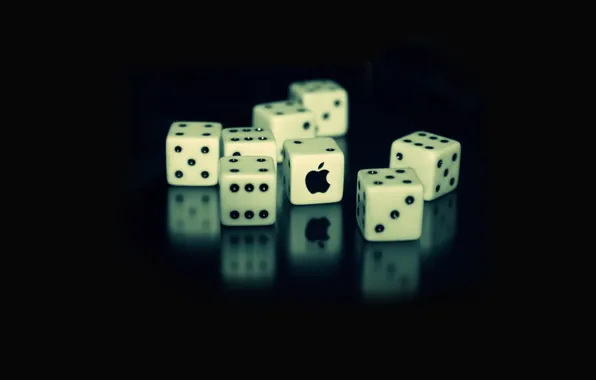 White, reflection, black, apple, Cubes