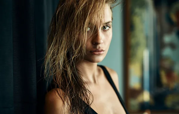 Picture portrait, sponge, curls, Lydia, Brice Lehmann