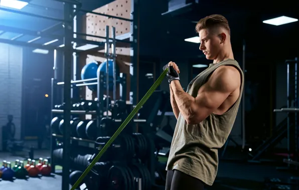 Pose, muscle, muscle, training, athlete, simulators, biceps, bodybuilder