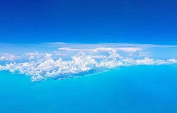 Sea, the sky, Islands, clouds, Bahamas