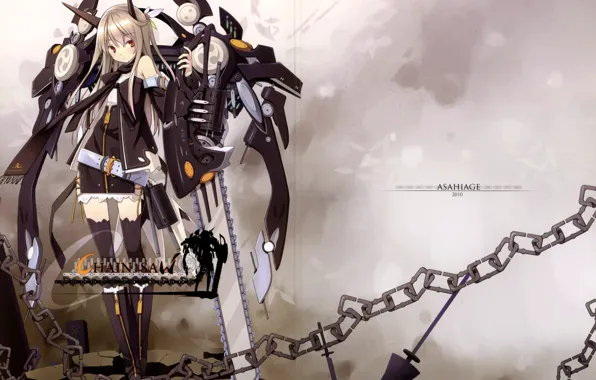 Girl, Rock, Dress, Clothing, Weapons, Stockings, Chain, Boots