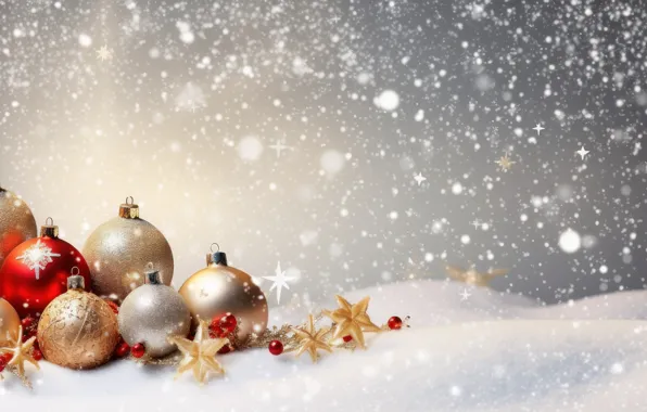 Balls, lights, background, Christmas, New year, gold plated, gold, bokeh