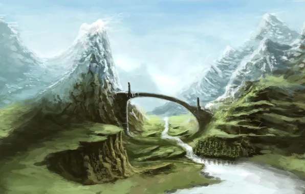 Picture bridge, nature, nature, Skyrim, Skyrim