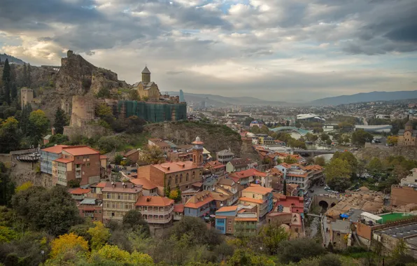 Picture building, home, panorama, the ruins, Georgia, Tbilisi, The Church Of St. Nicholas, Old Tbilisi