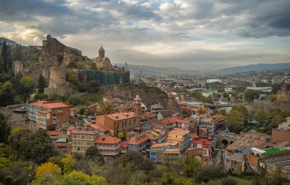 Building, home, panorama, the ruins, Georgia, Tbilisi, The Church Of St. Nicholas, Old Tbilisi