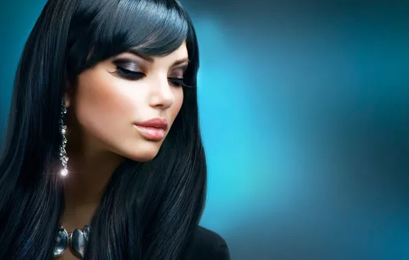 Eyelashes, black, hair, makeup, earrings, Anna Subbotina