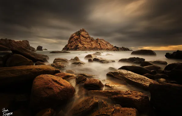 Picture sea, stones, rocks, shore, photo by Ben Stieden