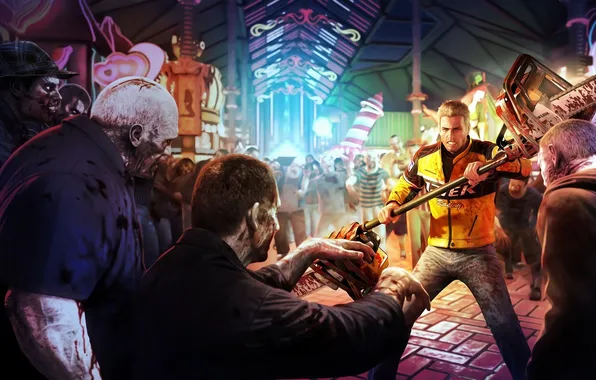 People, zombies, motorcyclist, Las Vegas, champion, Chuck, Dead Rising 2, Fortune City