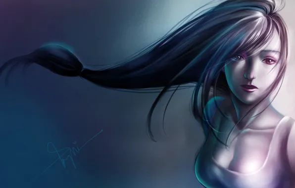 Picture girl, background, hair, art, Final Fantasy VII, Tifa Lockhart