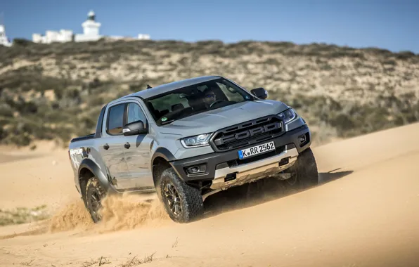 Picture sand, grey, Ford, hill, Raptor, pickup, Ranger, 2019