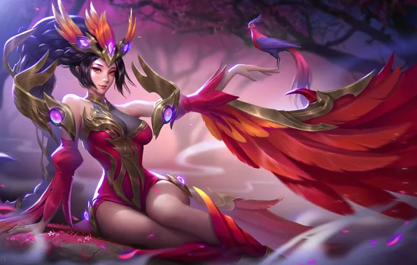 Girl, Bird, Style, Girl, Wings, Fantasy, Art, Beautiful