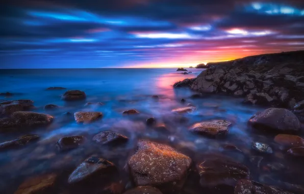 Picture dawn, coast, morning, Scotland, Scotland, Morayshire, Findochty