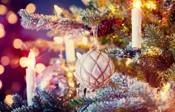 Picture ball, candles, ball, tree, bokeh