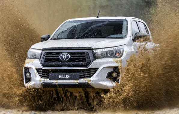 Picture white, squirt, before, Toyota, pickup, Hilux, Special Edition, 2019