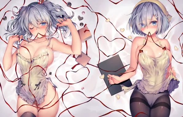 Girl, sexy, lingerie, pantsu, cleavage, babydoll, panties, thighhighs