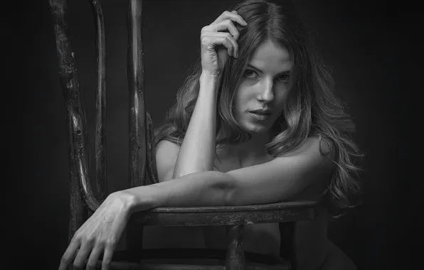 Look, portrait, black and white, Anna, Po Leen