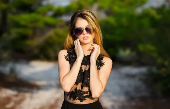 Summer, girl, face, glasses, beauty