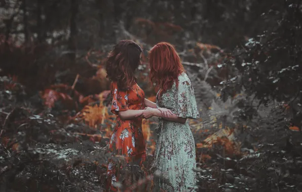 Girl, background, dress, hugs