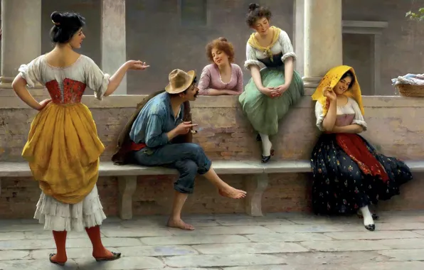 Picture flirting, the conversation, Eugene-the Blow up, Eugene de Blaas