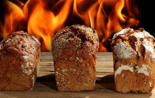 Fire, flame, bread, home, rye