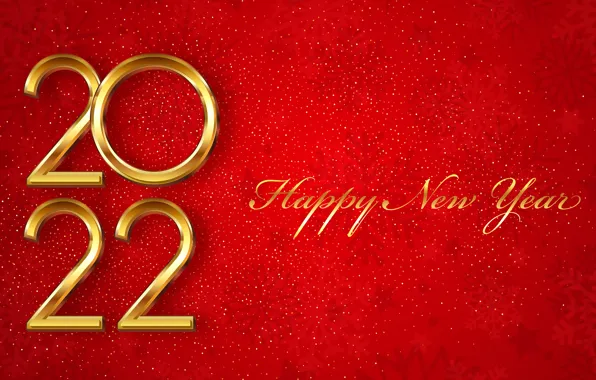 Picture gold, figures, New year, red, golden, new year, happy, red background