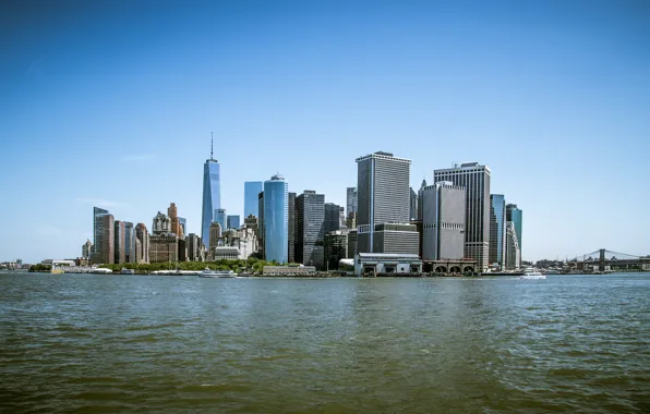 Sea, New York, Manhattan, Building, City, USA, USA, New York